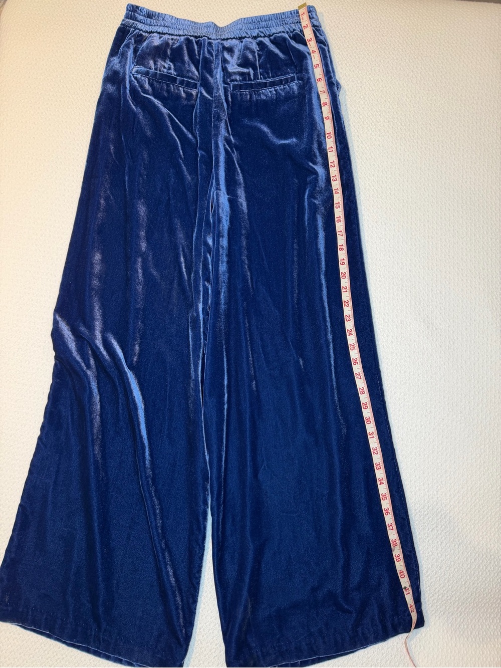 Wide Leg Velvet Pants by Anthropologie Deep Navy in Size Small - Picture 11 of 12